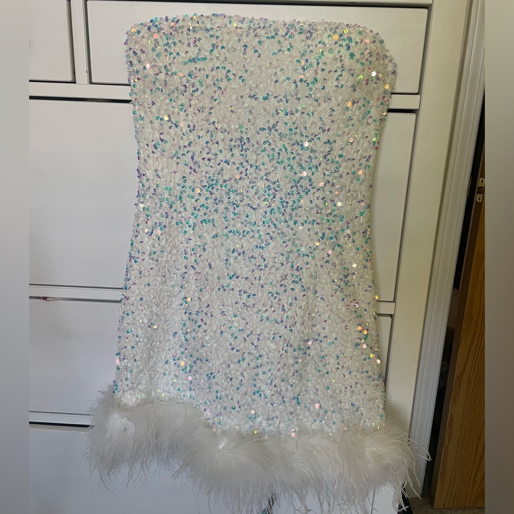 12th Tribe white sparkly bachelorette dress